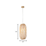 Bamboo Lantern Pendant Lighting: Traditional Wood Hanging Lamp Kit (8/9 Wide 1 Bulb)