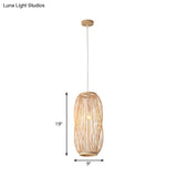 Bamboo Lantern Pendant Light Kit - Traditional Design 1 Bulb 8’’/9’’ Wide