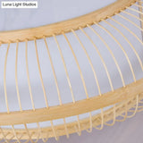 Bamboo Led Flush Mount Lamp For Living Room - Traditional Wood Cylinder/Donut Design
