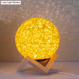 Bamboo Night Lamp: Contemporary Yellow Table Light With Wooden Base