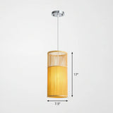 Bamboo Pendant Ceiling Light With Wood Cylindrical Pendulum - Asian Style Single Bulb Ideal For