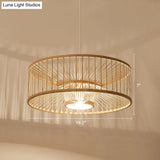 Bamboo Pendant Light: Stylish Single-Bulb Wood Suspension Fixture