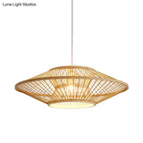 Bamboo Saucer Ceiling Light With 1 Bulb For Teahouse
