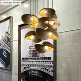 Bamboo Shell Pendant Light - South-East Asian Design 1 Head Brown Perfect For Dining Areas