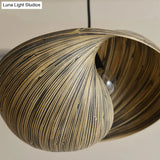 Bamboo Shell Pendant Light - South-East Asian Design 1 Head Brown Perfect For Dining Areas