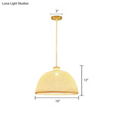 Bamboo Suspension Lighting: Minimalist 1-Head Wood Pendant For Tea Room