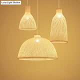 Bamboo Suspension Lighting: Minimalist 1-Head Wood Pendant For Tea Room