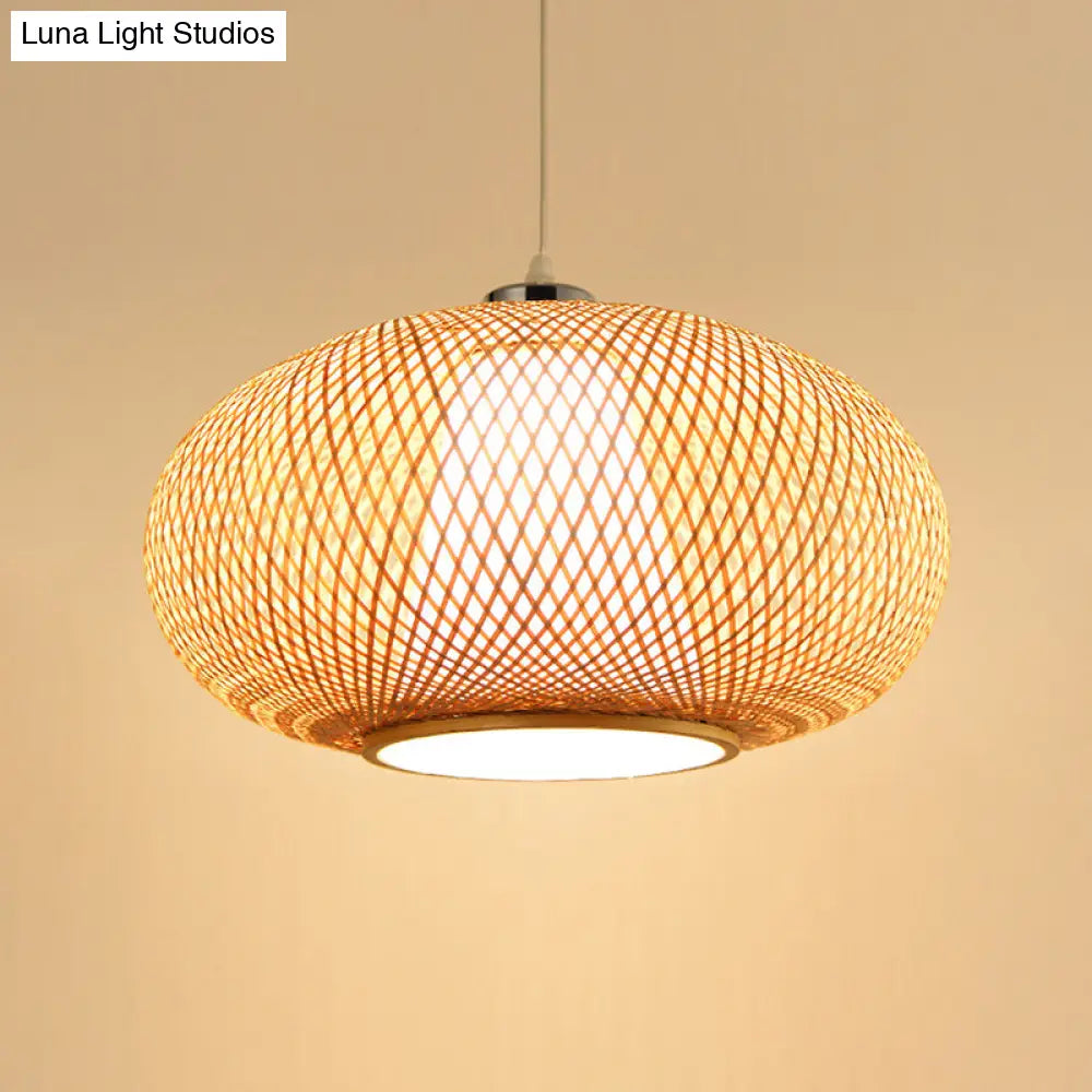 Bamboo Suspension Lighting: Minimalist Drum Pendant Ceiling Light