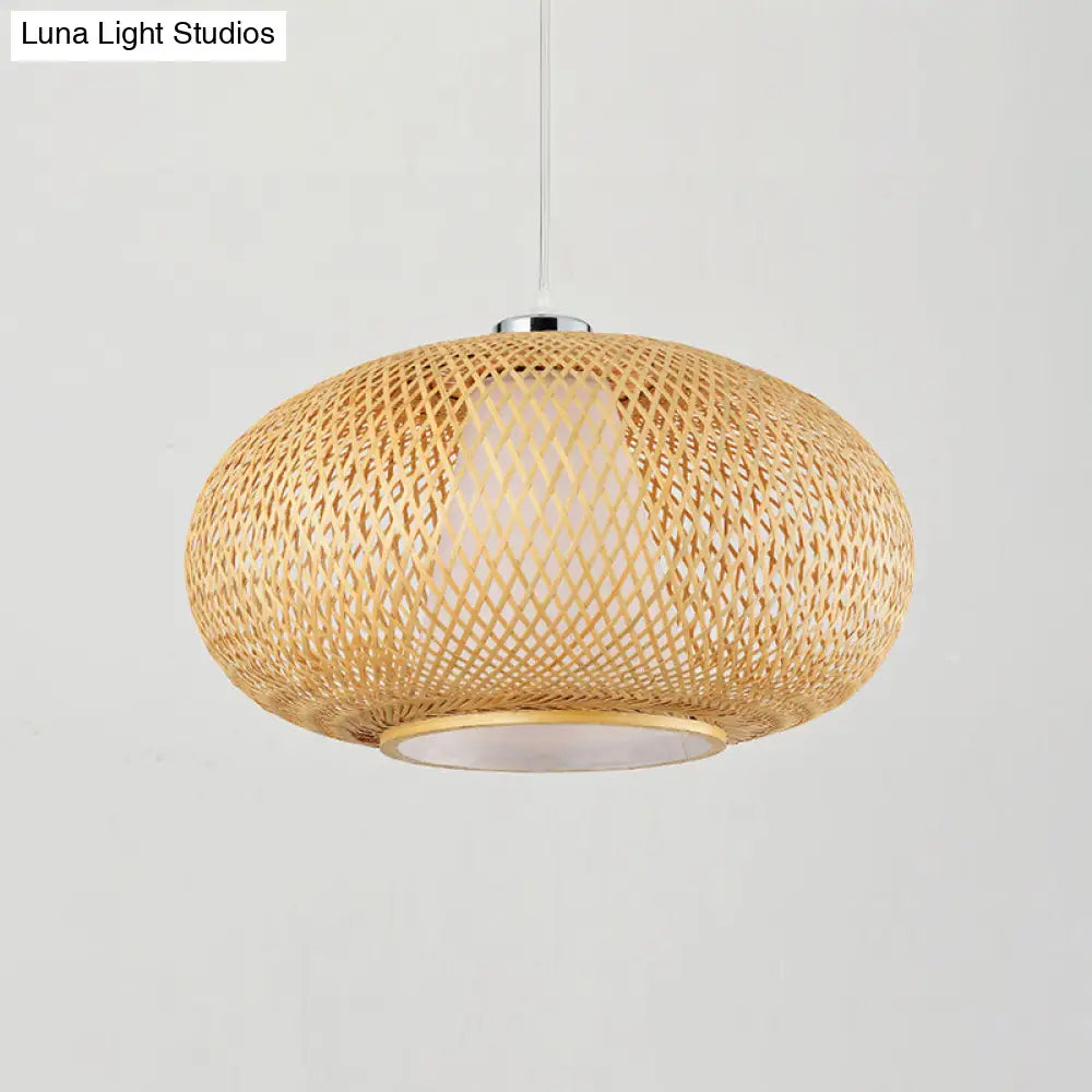 Bamboo Suspension Lighting: Minimalist Drum Pendant Ceiling Light