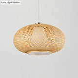 Bamboo Suspension Lighting: Minimalist Drum Pendant Ceiling Light
