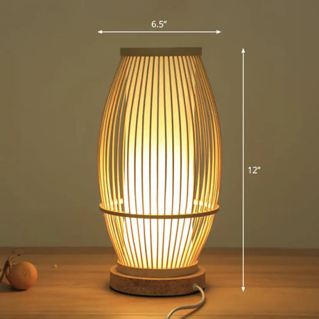 Bamboo Tea Room Nightstand Lamp Contemporary Single Table Lighting In Wood / C