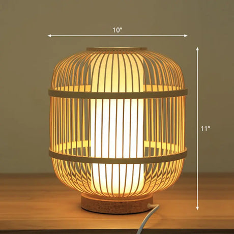 Bamboo Tea Room Nightstand Lamp Contemporary Single Table Lighting In Wood / F
