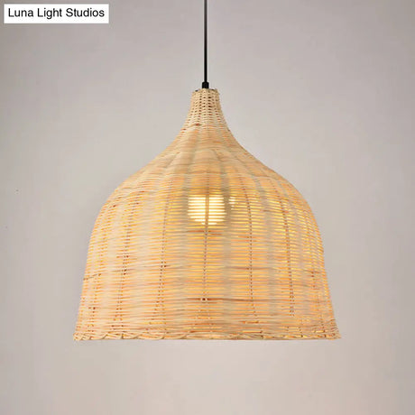 Bamboo Trumpet Tearoom Pendant Lamp - Asian Style Ceiling Hang Light With 1 Head