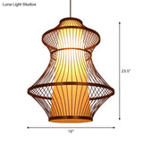 Bamboo Urn Pendant Light Kit In Asian Brown With 1 Bulb - Available 3 Sizes