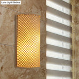 Bamboo Wall Mount Light: Lodge Style Beige Sconce For Hallway