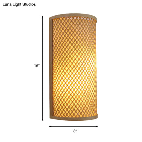 Bamboo Wall Mount Light: Lodge Style Beige Sconce For Hallway