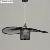 Bamboo Weaving Drum Shade Hanging Light With Fishermans Hat Design - Perfect For Dining Room