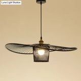 Bamboo Weaving Drum Shade Hanging Light With Fishermans Hat Design - Perfect For Dining Room