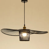 Bamboo Weaving Drum Shade Hanging Light With Fishermans Hat Design - Perfect For Dining Room