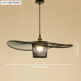Bamboo Weaving Drum Shade Hanging Light With Fishermans Hat Design - Perfect For Dining Room