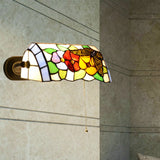 Banker Wall Light - Traditional Style Stained Glass Flower Sconce In Brass Beige