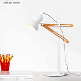 Barbara - Industrial Iron And Wooden Arm White Nightstand Light