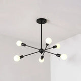 Bare Bulb Ceiling Chandelier - Vintage Metal Suspension Pendant Light In Black 6 /