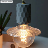 Bare Bulb Hanging Light Fixture - Minimalist Cement 1-Light Black Pendant For Restaurants
