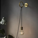 Bare Bulb Iron Gold Sconce Wall Lighting: 1-Head Colonial Mounted Light Fixture With Ring Design