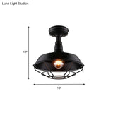 Barn Balcony Retro Style Semi Mount Lighting - 1 Bulb Black Ceiling Mounted Light (10’/14’/18’)