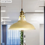 Barn Pendant Light Fixture - Industrial Beige/Blue/Green Metal For Dining Room