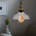 Barn Pendant Light - Industrial 1-Light Prismatic Glass Hanging Lamp In Clear (8’/10’/12’
