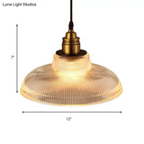 Barn Pendant Light - Industrial 1-Light Prismatic Glass Hanging Lamp In Clear (8’/10’/12’ Wide)