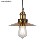Barn Shade Metal Suspension Light - Industrial Style Adjustable Hanging Ceiling With Brass Finish
