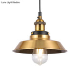 Barn Shade Metal Suspension Light - Industrial Style Adjustable Hanging Ceiling With Brass Finish