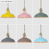 Barn Shaped Macaron Metal Pendant Light With Vent Design - 1-Light Suspension For Restaurants