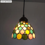 Baroque 1-Light Brass Bell Pendant Lamp - Handcrafted Stained Glass Stylish Drop Fixture