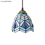 Baroque 1-Light Brass Bell Pendant Lamp - Handcrafted Stained Glass Stylish Drop Fixture