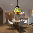 Baroque 1-Light Brass Bell Pendant Lamp - Handcrafted Stained Glass Stylish Drop Fixture Yellow