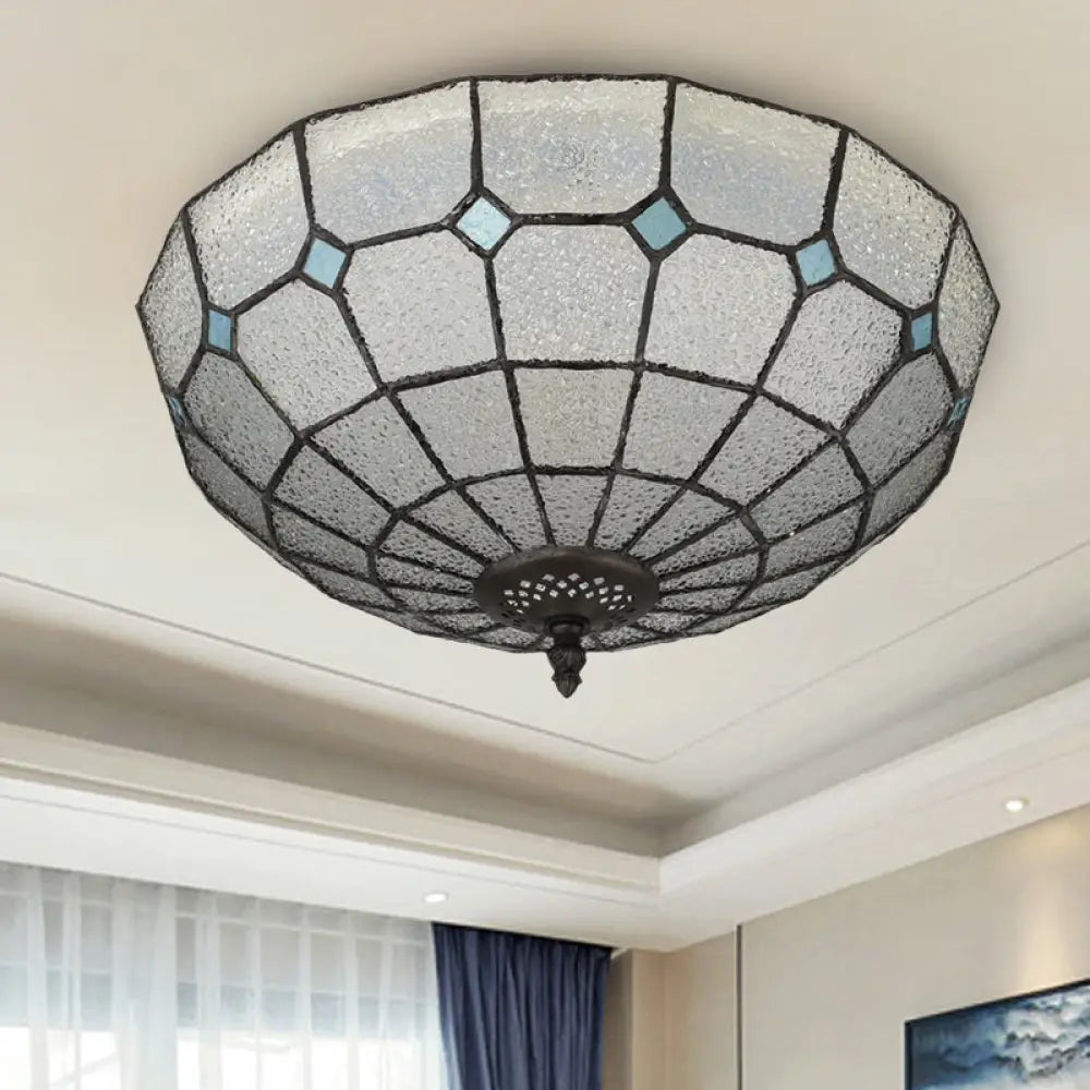 Baroque 3 - Head Cut Glass Clear/Textured White Flushmount Ceiling Light Clear