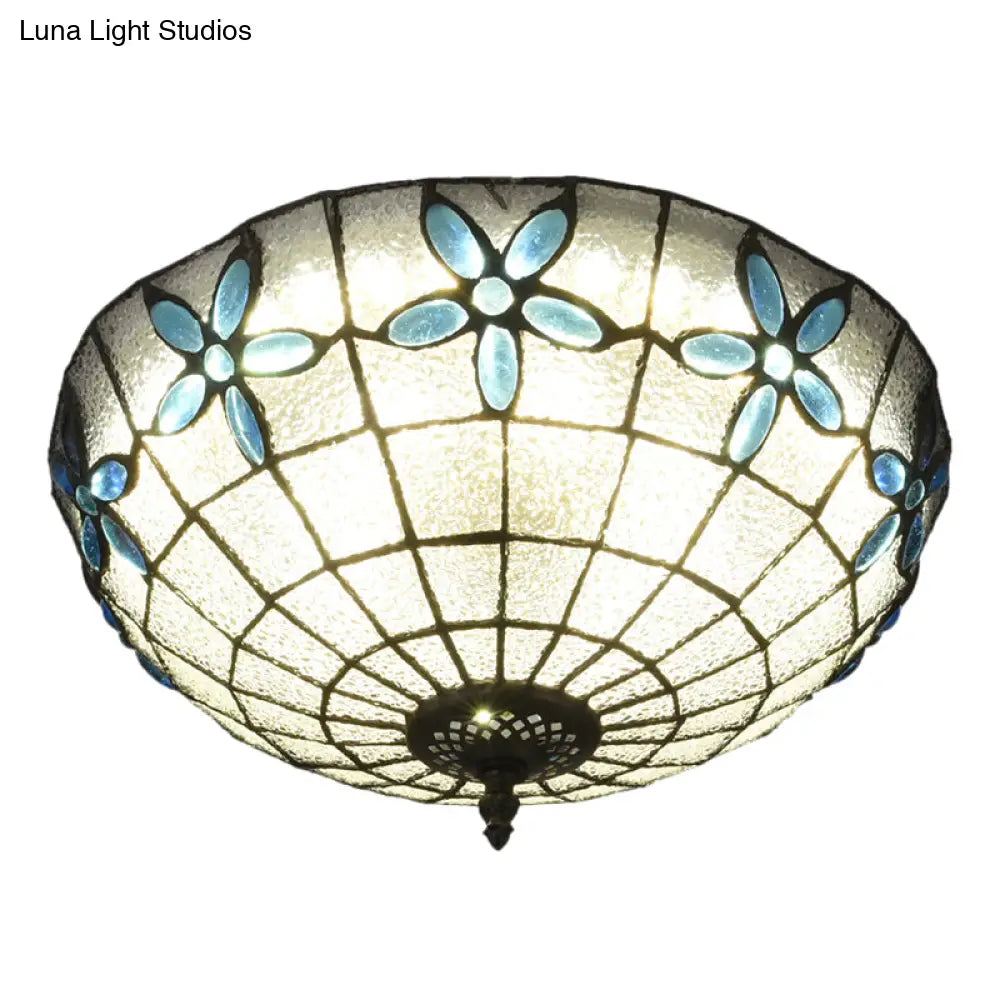 Baroque 3 - Head Cut Glass Clear/Textured White Flushmount Ceiling Light