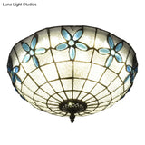 Baroque 3 - Head Cut Glass Clear/Textured White Flushmount Ceiling Light