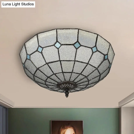 Baroque 3 - Head Cut Glass Clear/Textured White Flushmount Ceiling Light