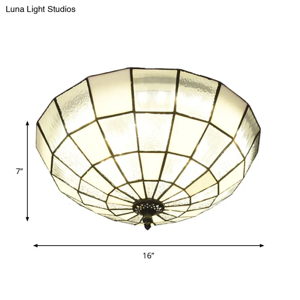 Baroque 3 - Head Cut Glass Clear/Textured White Flushmount Ceiling Light