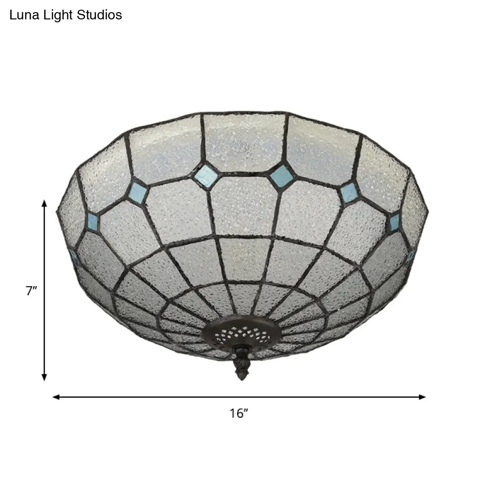 Baroque 3 - Head Cut Glass Clear/Textured White Flushmount Ceiling Light