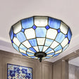 Baroque 3 - Head Cut Glass Clear/Textured White Flushmount Ceiling Light Royal Blue - White