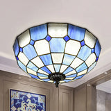 Baroque 3 - Head Cut Glass Clear/Textured White Flushmount Ceiling Light Royal Blue - White