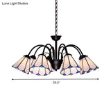 Baroque Black Cut Glass Conical Chandelier Ceiling Pendant Light - 6/8 Lights For Living Room