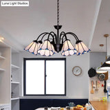 Baroque Black Cut Glass Conical Chandelier Ceiling Pendant Light - 6/8 Lights For Living Room