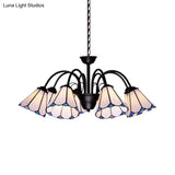 Baroque Black Cut Glass Conical Chandelier Ceiling Pendant Light - 6/8 Lights For Living Room
